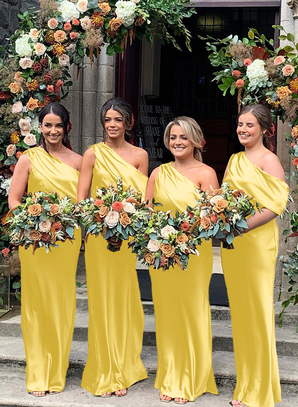 Sheath/Column Asymmetrical Sleeveless Floor-Length Bridesmaid Dresses, product image 43
