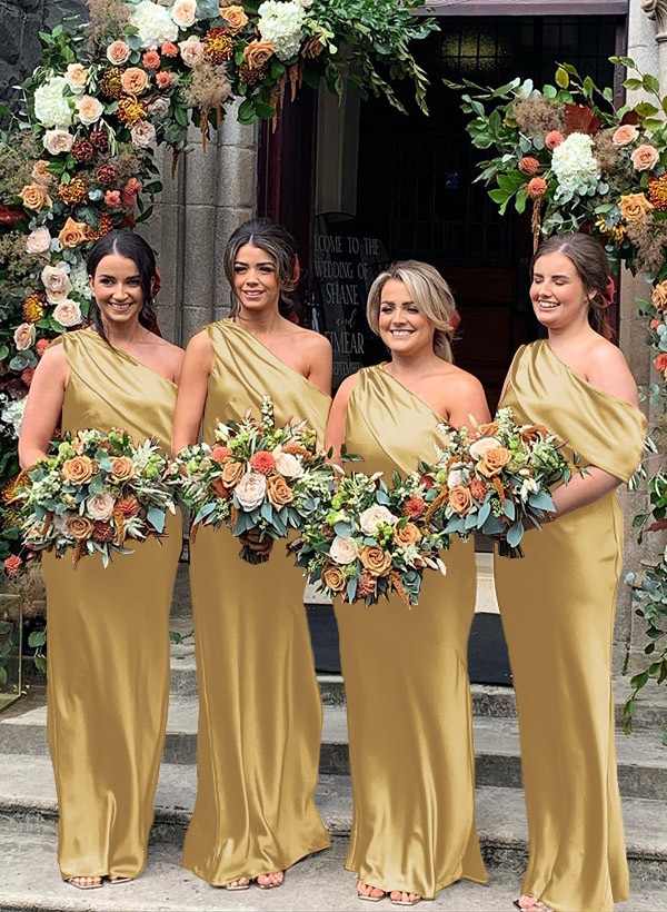Sheath/Column Asymmetrical Sleeveless Floor-Length Bridesmaid Dresses, product image 44