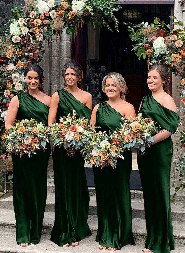 Sheath/Column Asymmetrical Sleeveless Floor-Length Bridesmaid Dresses, product image 33