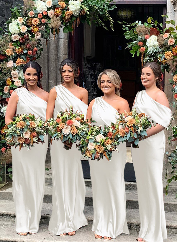 Sheath/Column Asymmetrical Sleeveless Floor-Length Bridesmaid Dresses, product image 47