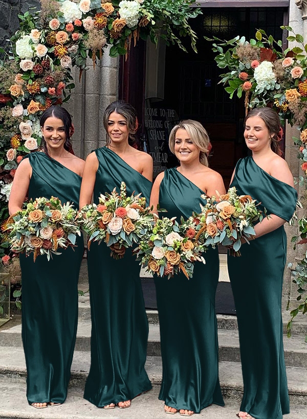Sheath/Column Asymmetrical Sleeveless Floor-Length Bridesmaid Dresses, product image 36