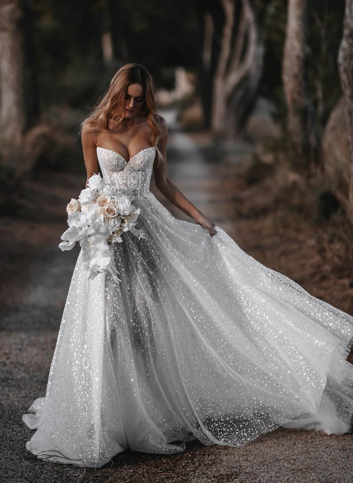 Sparkly Sequined Sweetheart Lace A-Line Wedding Dresses, image 4