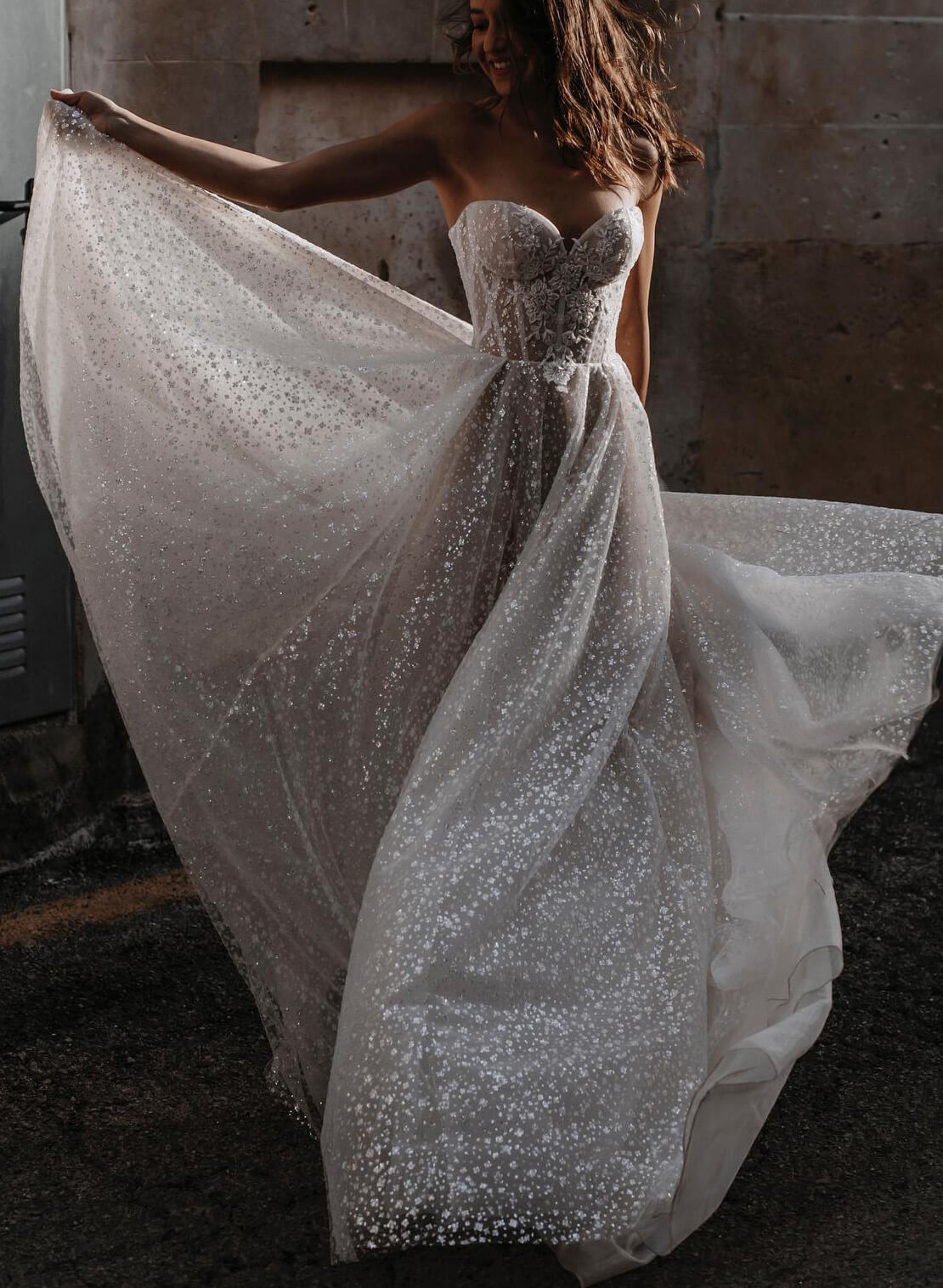 Sparkly Sequined Sweetheart Lace A-Line Wedding Dresses, image 5