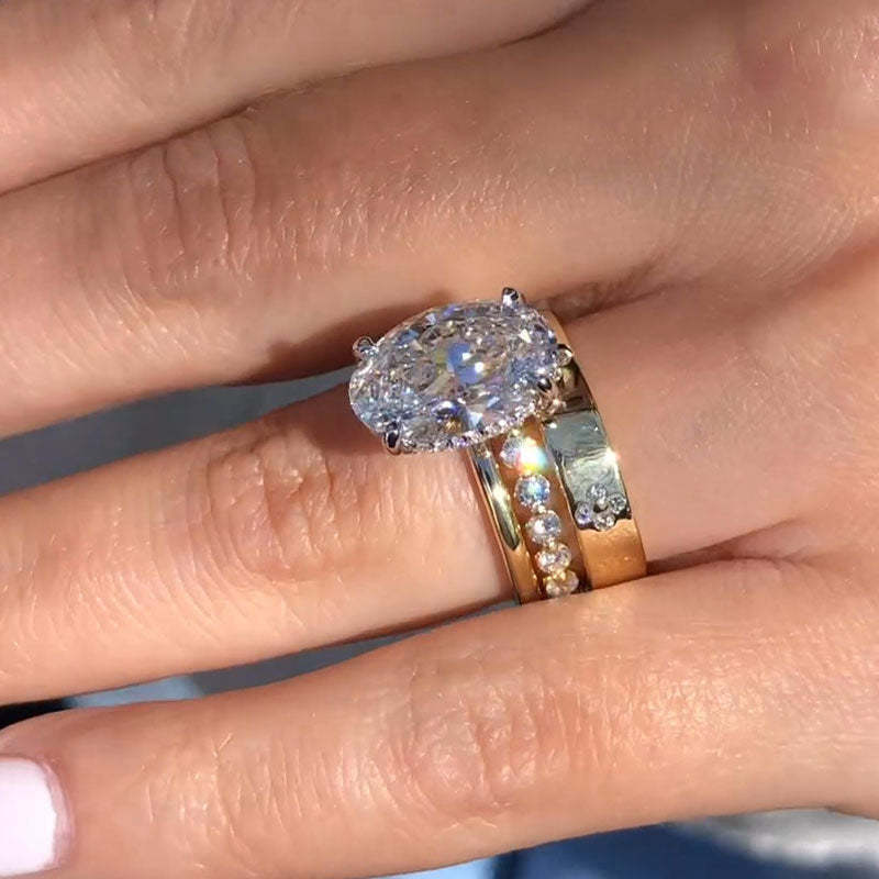Noble Oval Cut 3PC Ring Set For Women