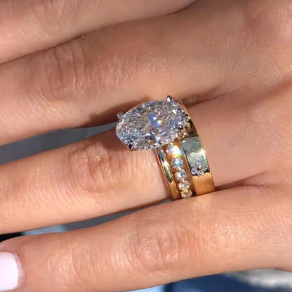 Noble Oval Cut 3PC Ring Set For Women