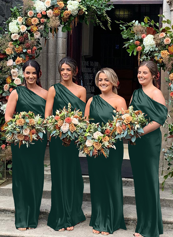 Sheath/Column Asymmetrical Sleeveless Floor-Length Bridesmaid Dresses, product image 37