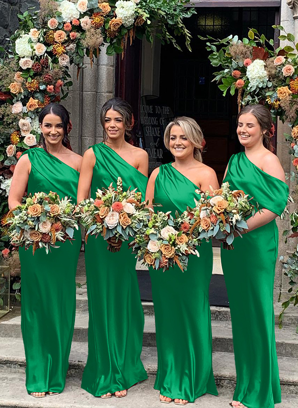 Sheath/Column Asymmetrical Sleeveless Floor-Length Bridesmaid Dresses, product image 39