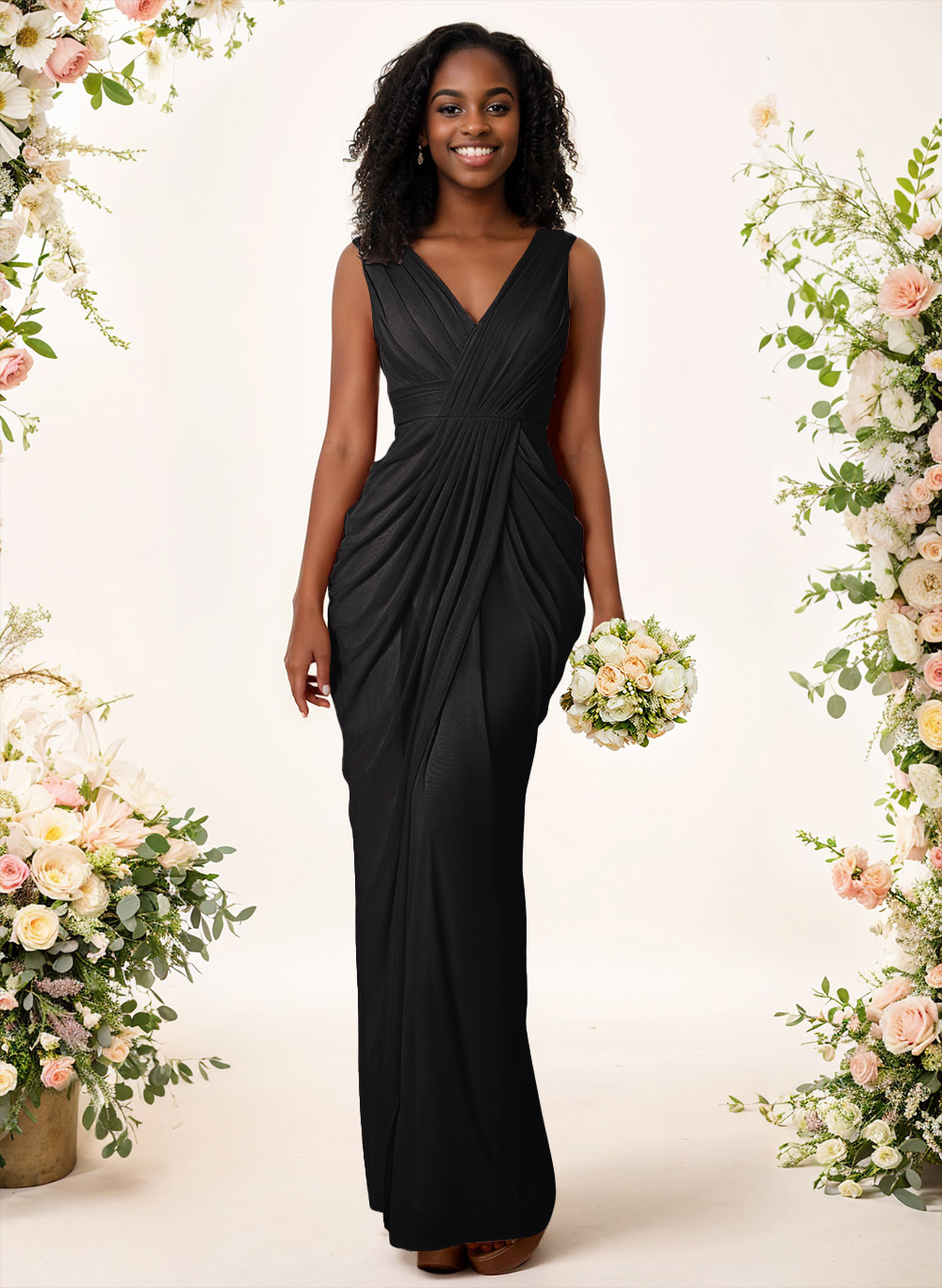 Sheath/Column V-Neck Sleeveless Floor-Length Chiffon Bridesmaid Dresses, product image 184