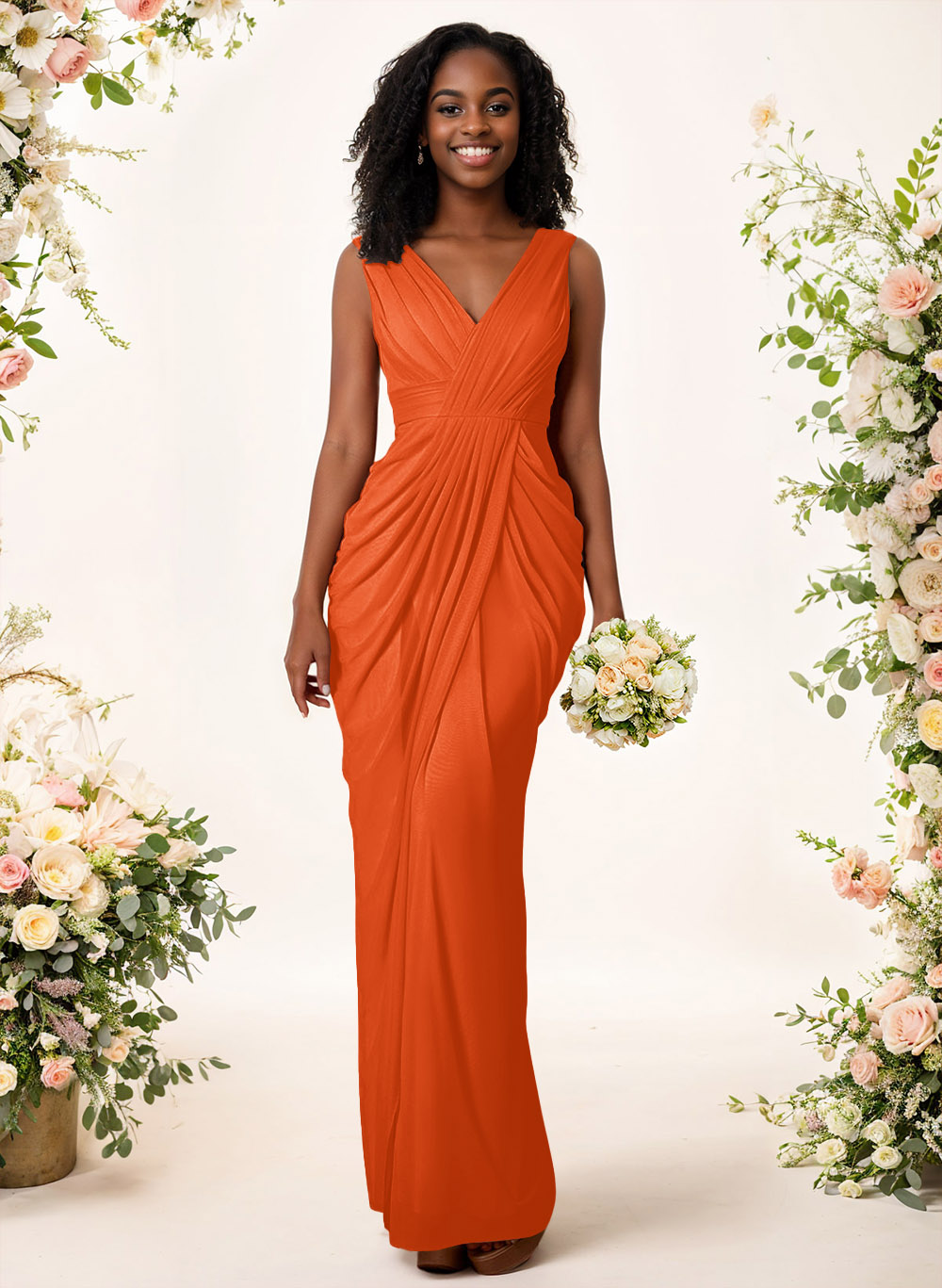 Sheath/Column V-Neck Sleeveless Floor-Length Chiffon Bridesmaid Dresses, product image 193