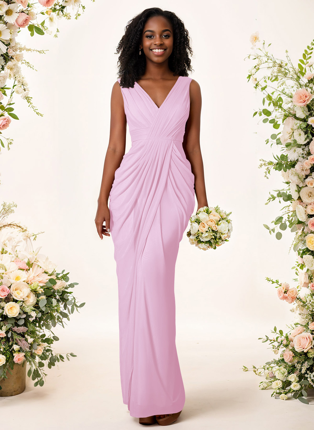 Sheath/Column V-Neck Sleeveless Floor-Length Chiffon Bridesmaid Dresses, product image 85