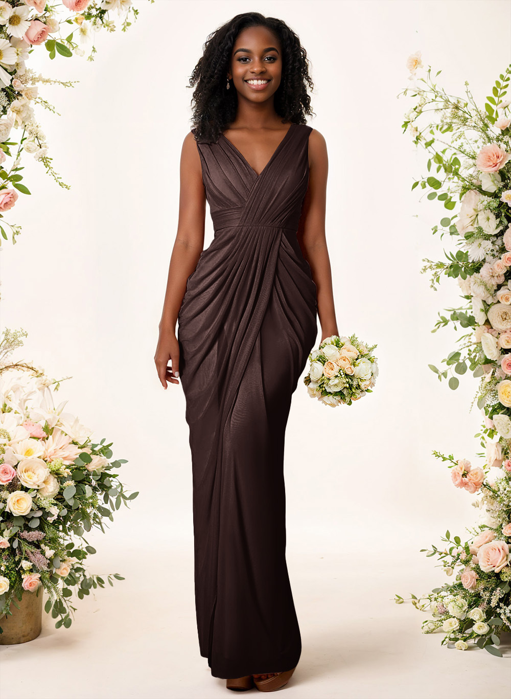 Sheath/Column V-Neck Sleeveless Floor-Length Chiffon Bridesmaid Dresses, product image 169