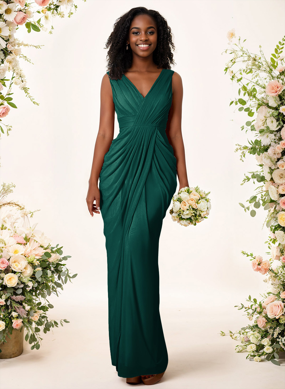 Sheath/Column V-Neck Sleeveless Floor-Length Chiffon Bridesmaid Dresses, product image 127