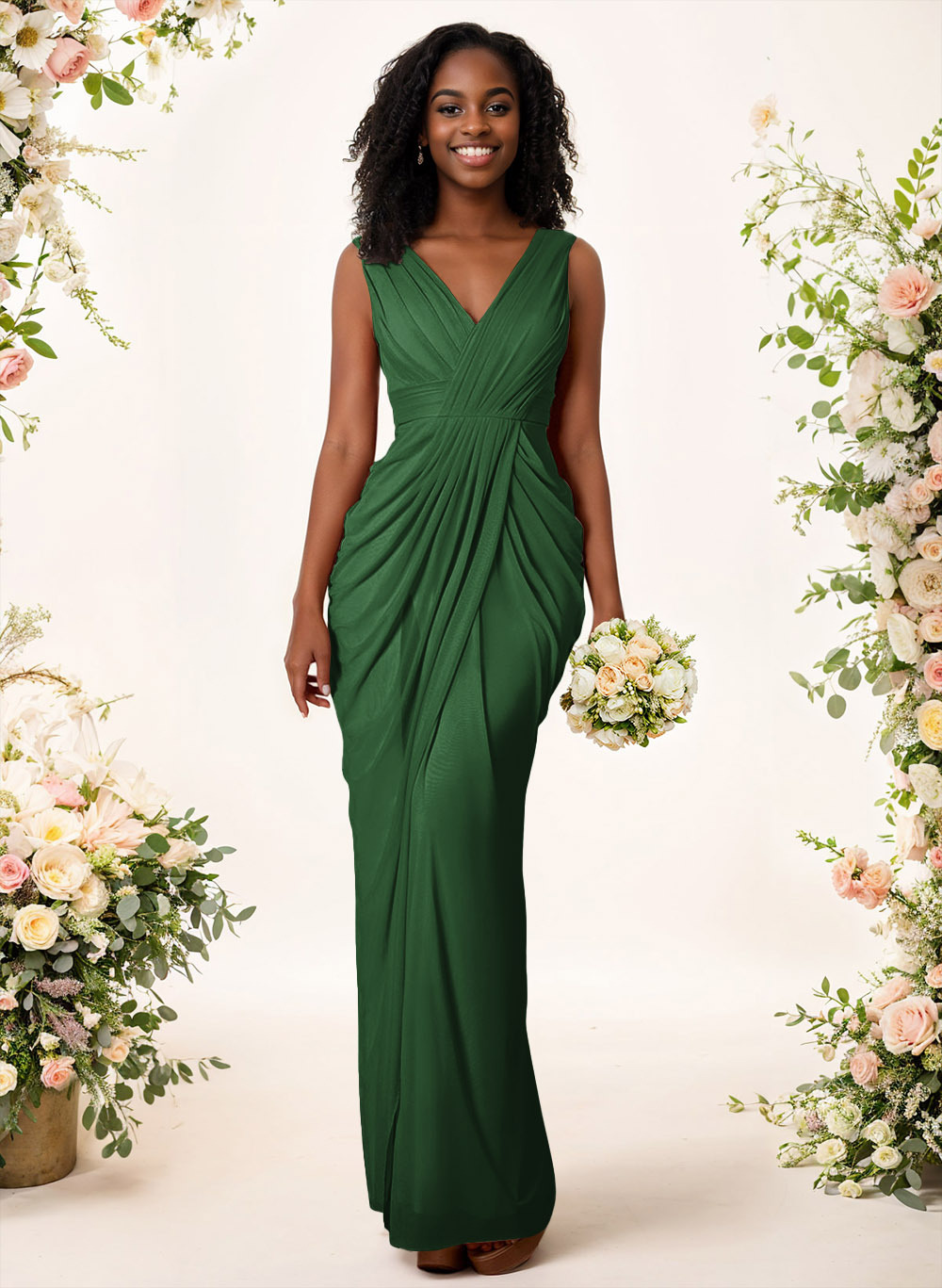 Sheath/Column V-Neck Sleeveless Floor-Length Chiffon Bridesmaid Dresses, product image 202
