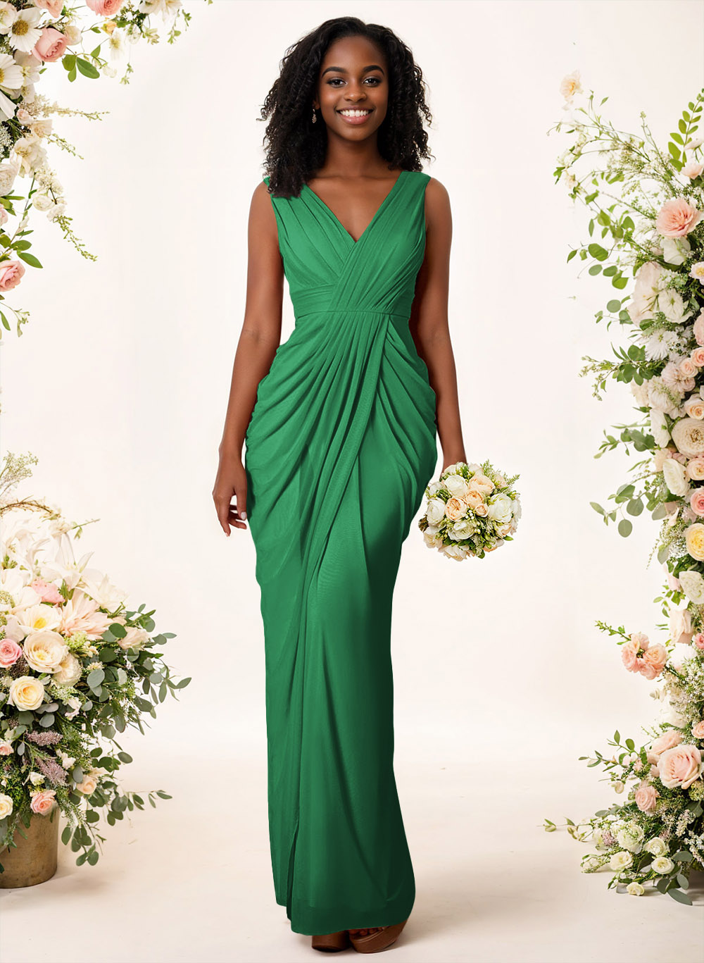 Sheath/Column V-Neck Sleeveless Floor-Length Chiffon Bridesmaid Dresses, product image 199