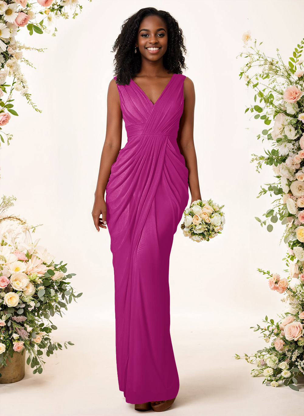 Sheath/Column V-Neck Sleeveless Floor-Length Chiffon Bridesmaid Dresses, product image 121