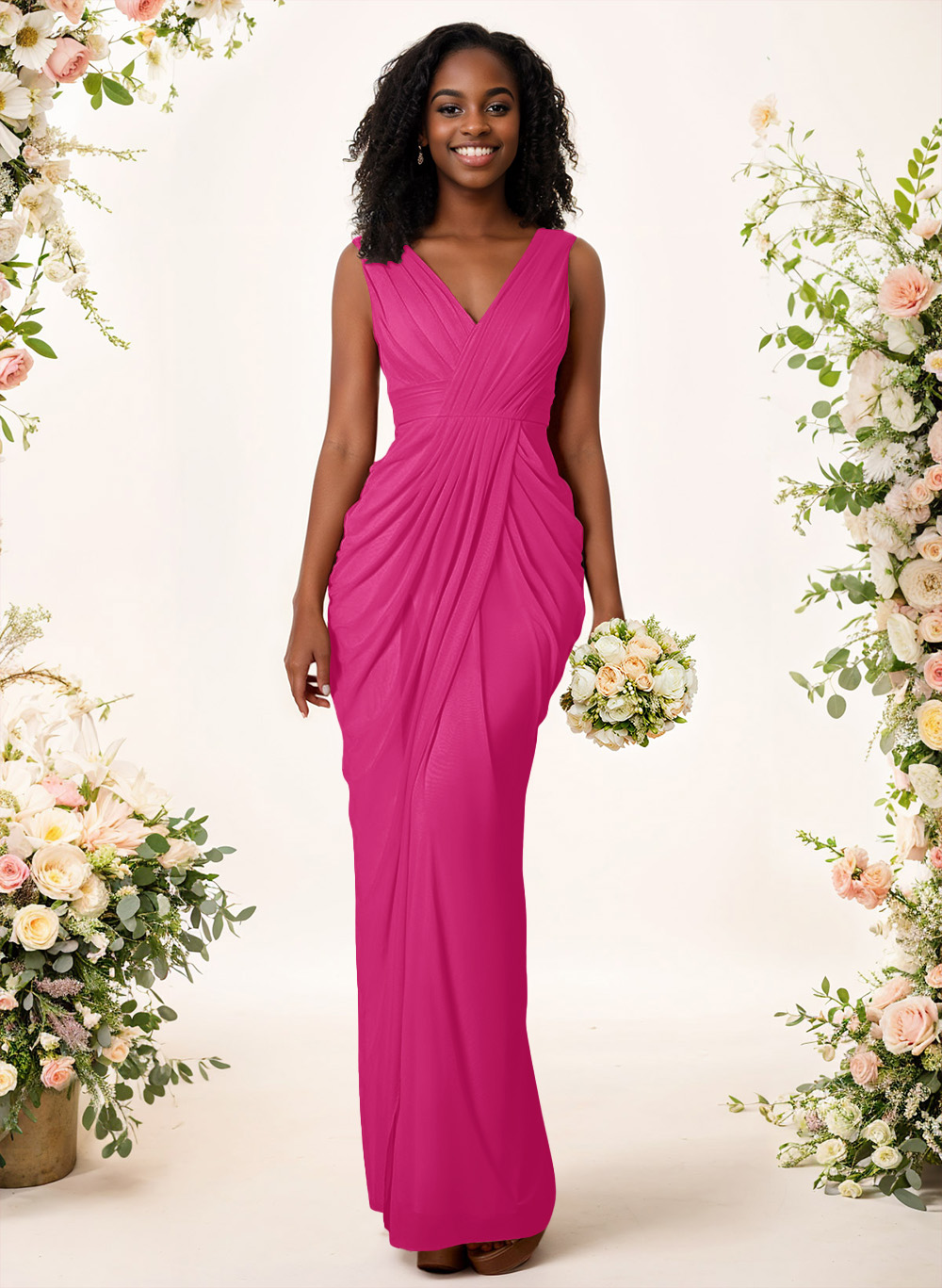 Sheath/Column V-Neck Sleeveless Floor-Length Chiffon Bridesmaid Dresses, product image 118