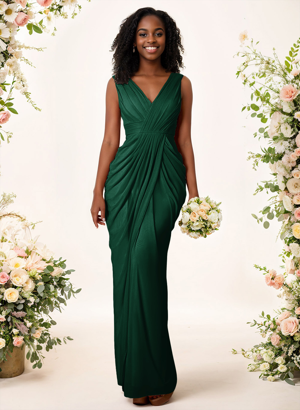 Sheath/Column V-Neck Sleeveless Floor-Length Chiffon Bridesmaid Dresses, product image 130