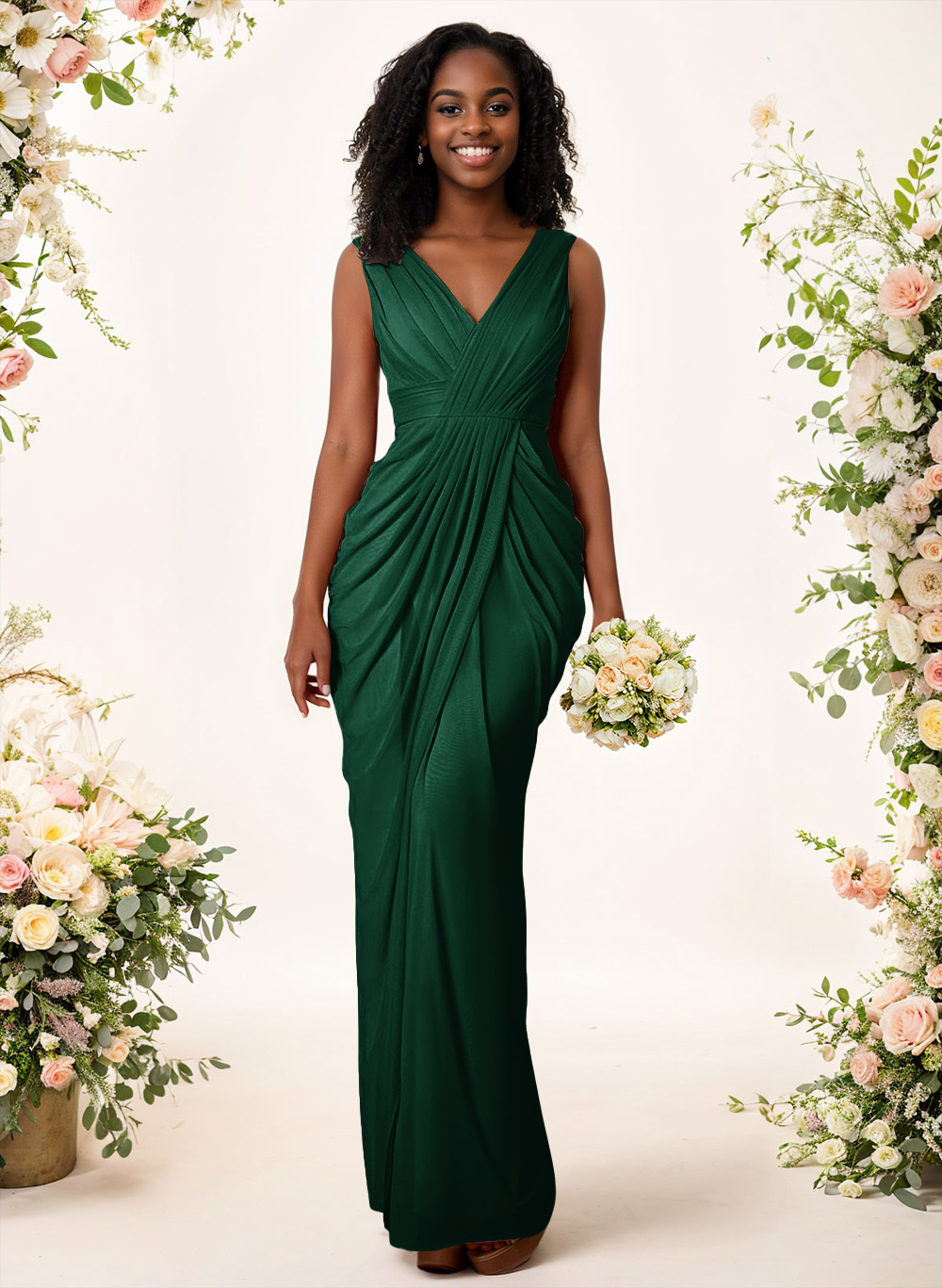Sheath/Column V-Neck Sleeveless Floor-Length Chiffon Bridesmaid Dresses, product image 130