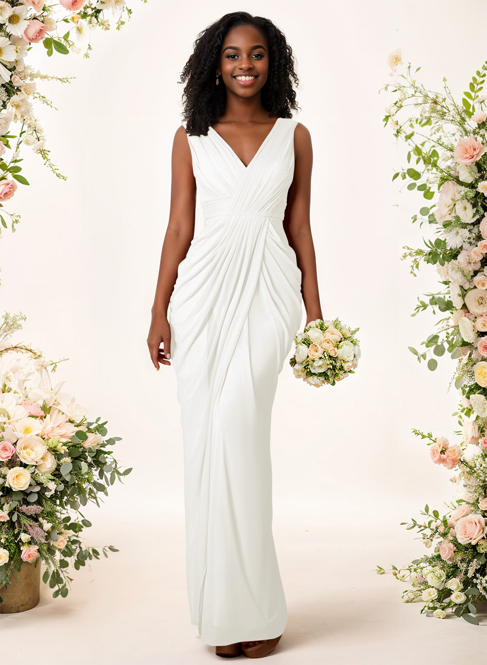 Sheath/Column V-Neck Sleeveless Floor-Length Chiffon Bridesmaid Dresses, product image 172
