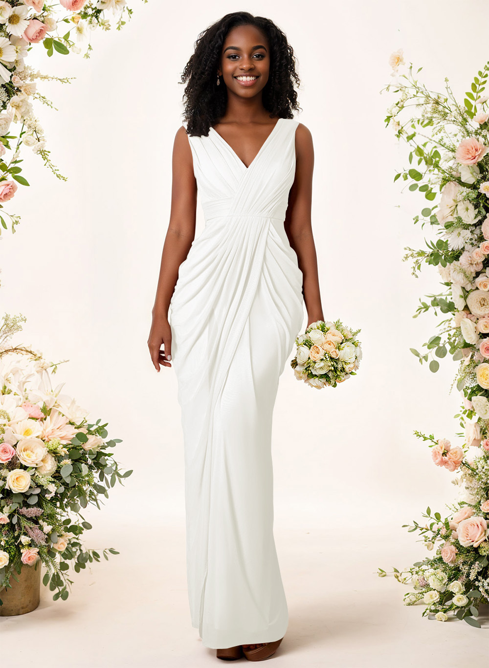 Sheath/Column V-Neck Sleeveless Floor-Length Chiffon Bridesmaid Dresses, product image 172