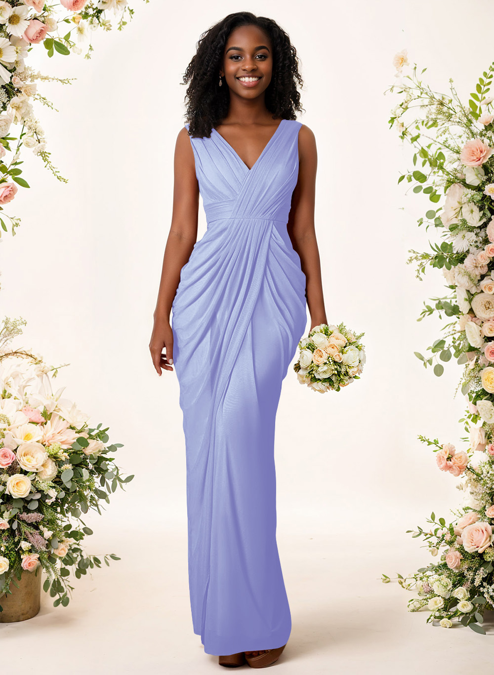 Sheath/Column V-Neck Sleeveless Floor-Length Chiffon Bridesmaid Dresses, product image 103