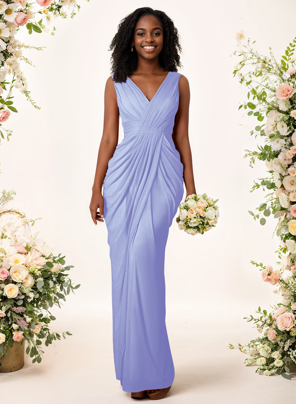 Sheath/Column V-Neck Sleeveless Floor-Length Chiffon Bridesmaid Dresses, product image 103