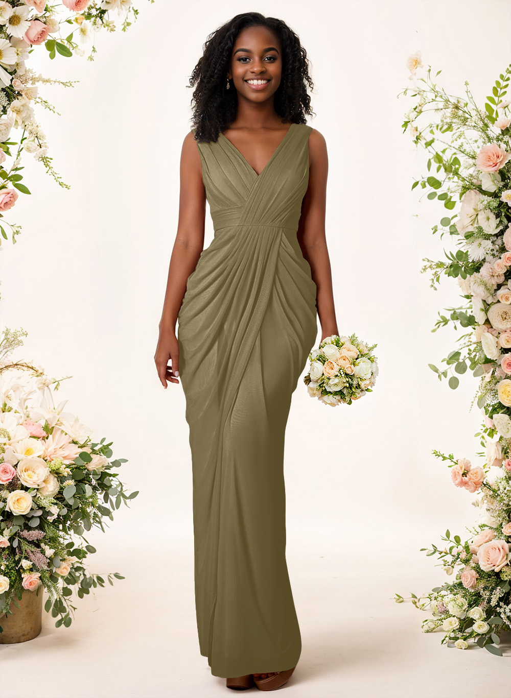 Sheath/Column V-Neck Sleeveless Floor-Length Chiffon Bridesmaid Dresses, product image 187