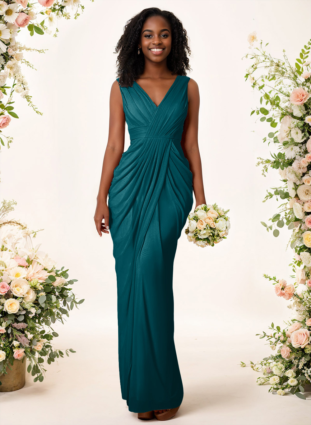 Sheath/Column V-Neck Sleeveless Floor-Length Chiffon Bridesmaid Dresses, product image 133