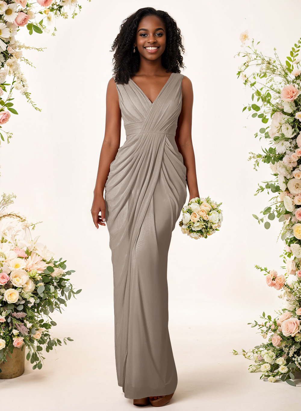 Sheath/Column V-Neck Sleeveless Floor-Length Chiffon Bridesmaid Dresses, product image 154