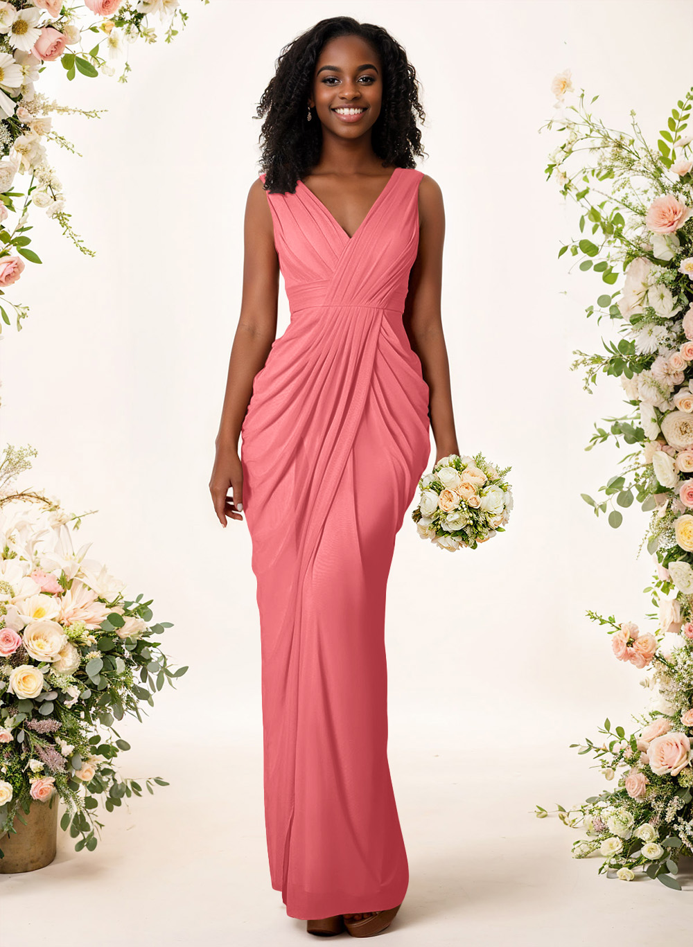 Sheath/Column V-Neck Sleeveless Floor-Length Chiffon Bridesmaid Dresses, product image 61