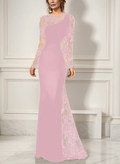 Trumpet/Mermaid Long Sleeves Lace/Elastic Satin Mother Of The Bride Dresses