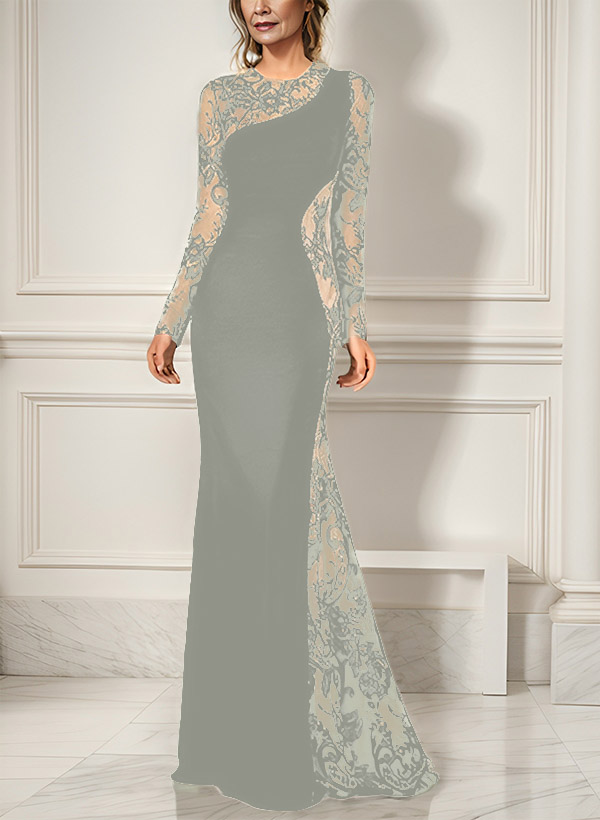 Trumpet/Mermaid Long Sleeves Lace/Elastic Satin Mother Of The Bride Dresses