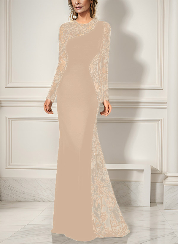 Trumpet/Mermaid Long Sleeves Lace/Elastic Satin Mother Of The Bride Dresses