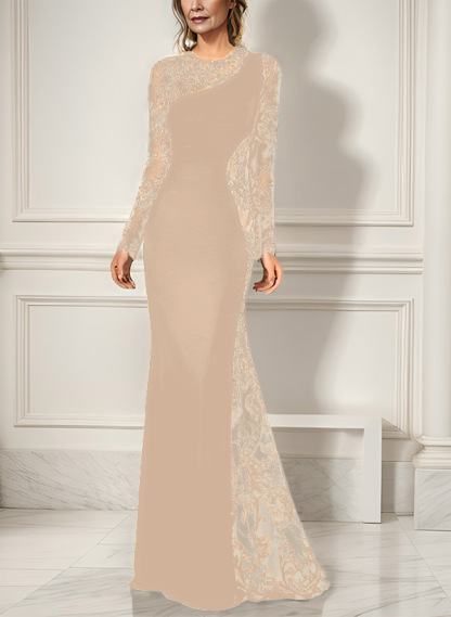 Trumpet/Mermaid Long Sleeves Lace/Elastic Satin Mother Of The Bride Dresses