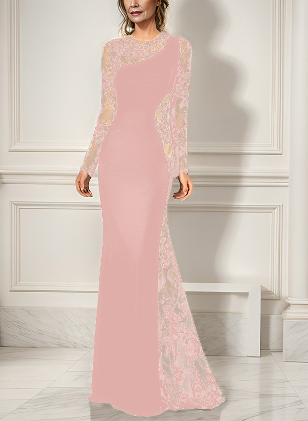 Trumpet/Mermaid Long Sleeves Lace/Elastic Satin Mother Of The Bride Dresses