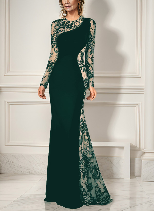 Trumpet/Mermaid Long Sleeves Lace/Elastic Satin Mother Of The Bride Dresses