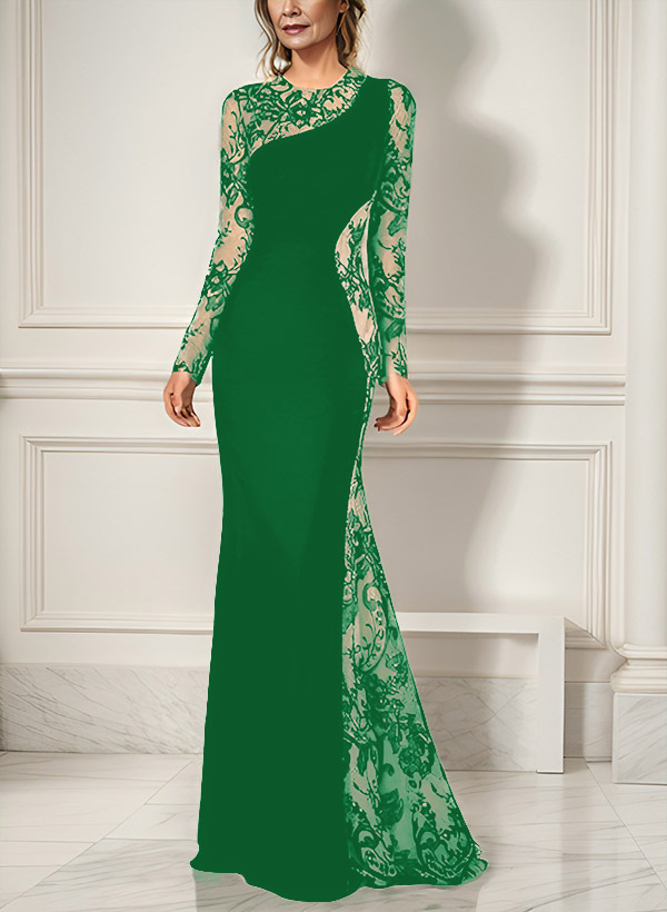 Trumpet/Mermaid Long Sleeves Lace/Elastic Satin Mother Of The Bride Dresses