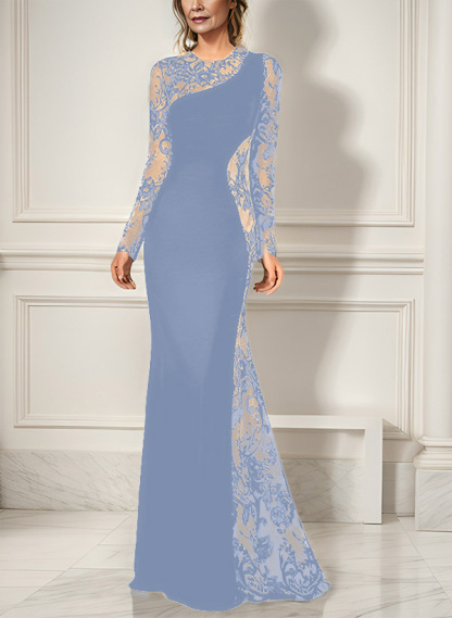 Trumpet/Mermaid Long Sleeves Lace/Elastic Satin Mother Of The Bride Dresses