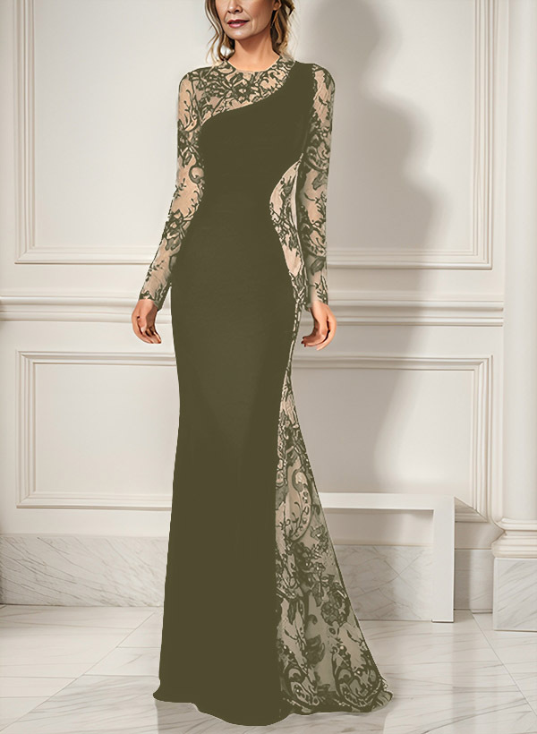 Trumpet/Mermaid Long Sleeves Lace/Elastic Satin Mother Of The Bride Dresses