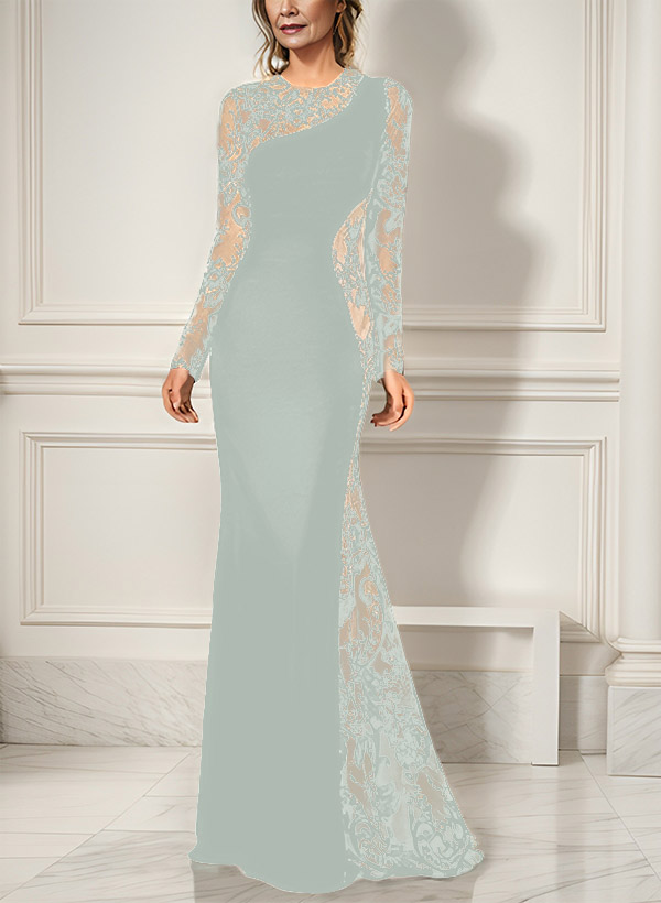 Trumpet/Mermaid Long Sleeves Lace/Elastic Satin Mother Of The Bride Dresses