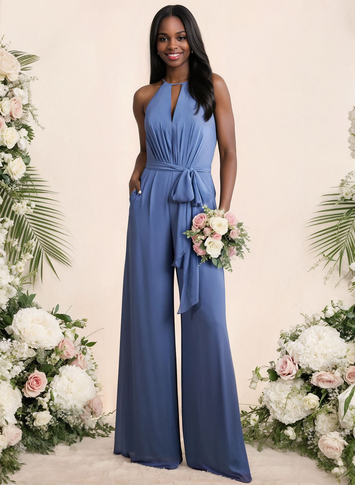 Jumpsuit/Pantsuit Elegant Bridesmaid Dresses With Sash, product image 1