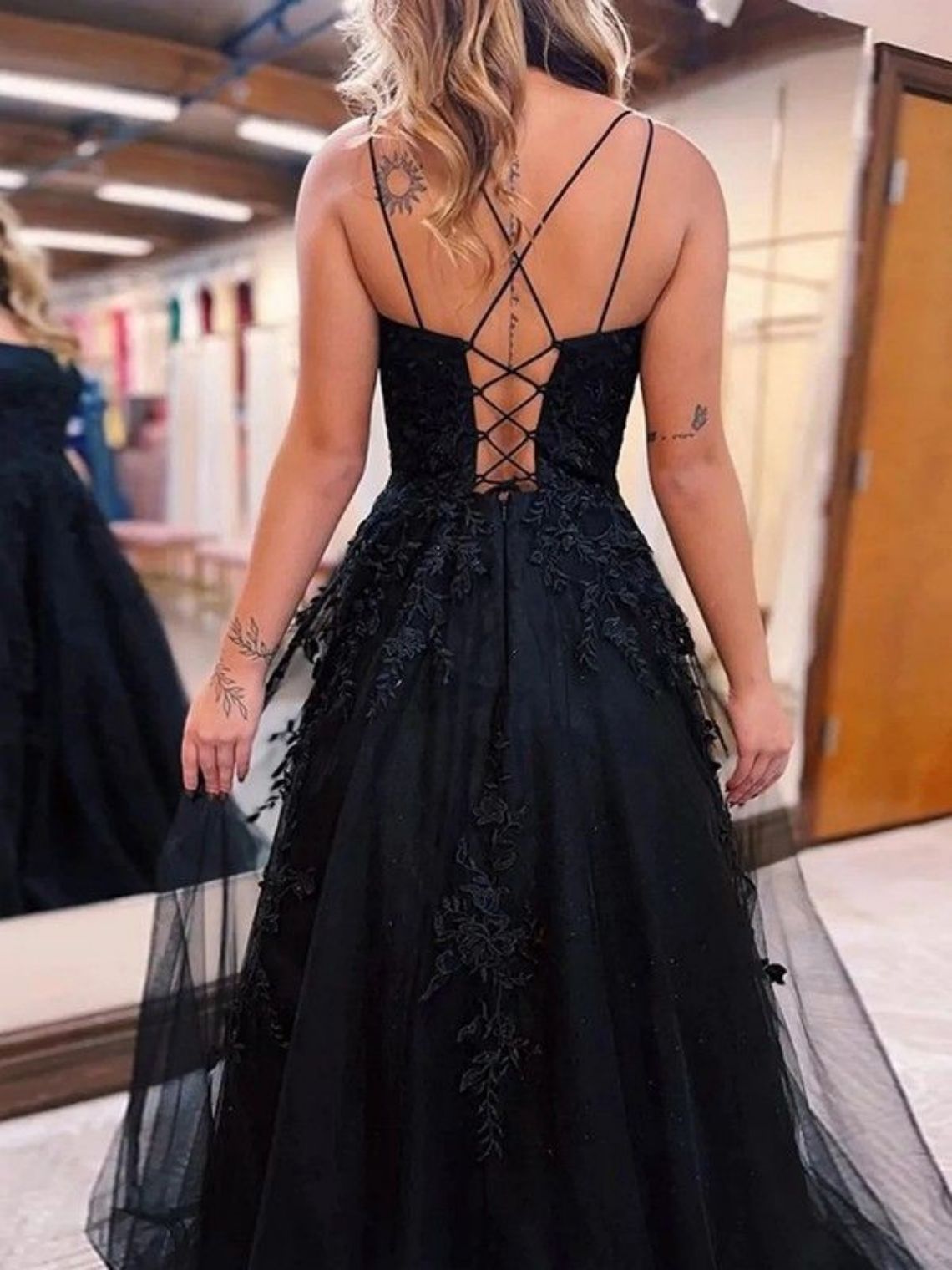 A-Line/Princess Tulle Applique Sleeveless Sweep/Brush Train Dresses
