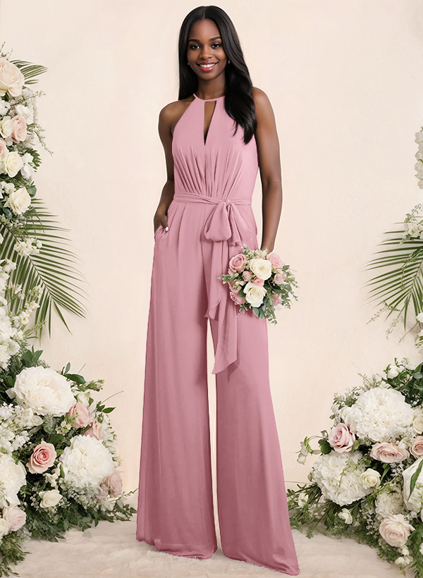 Jumpsuit/Pantsuit Elegant Bridesmaid Dresses With Sash, product image 25