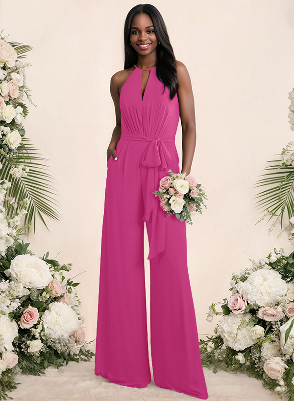Jumpsuit/Pantsuit Elegant Bridesmaid Dresses With Sash, product image 40