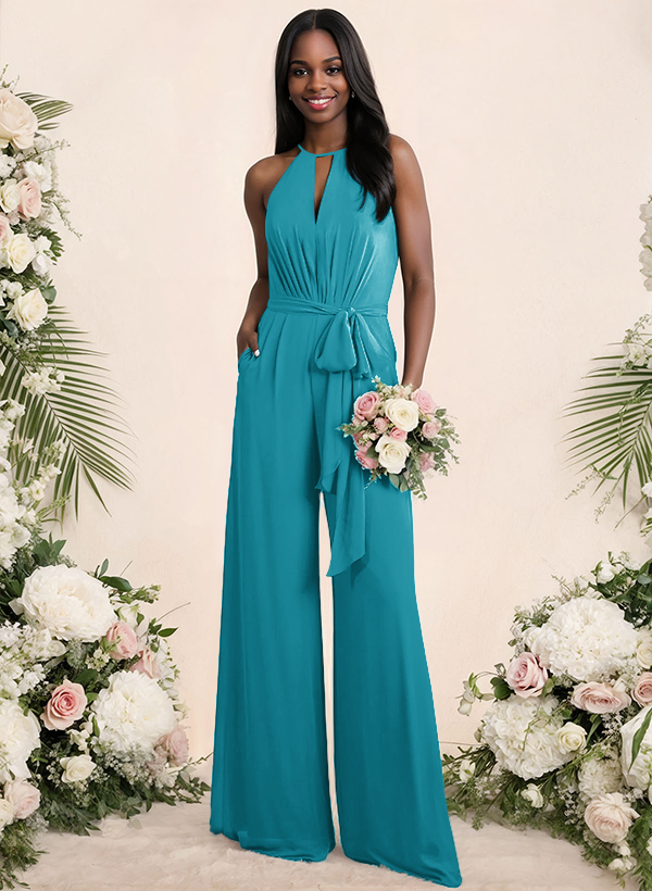 Jumpsuit/Pantsuit Elegant Bridesmaid Dresses With Sash, product image 46