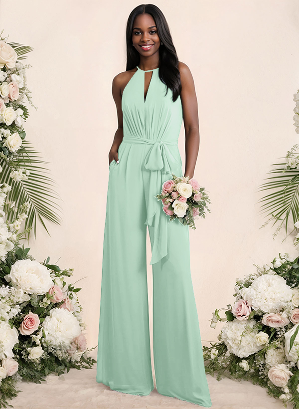 Jumpsuit/Pantsuit Elegant Bridesmaid Dresses With Sash, product image 49