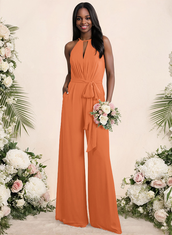 Jumpsuit/Pantsuit Elegant Bridesmaid Dresses With Sash, product image 55