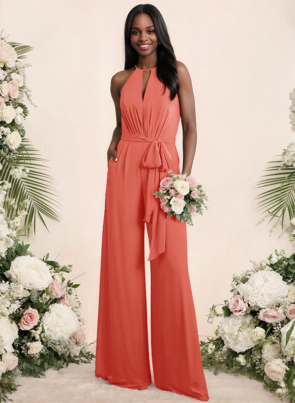 Jumpsuit/Pantsuit Elegant Bridesmaid Dresses With Sash, product image 56