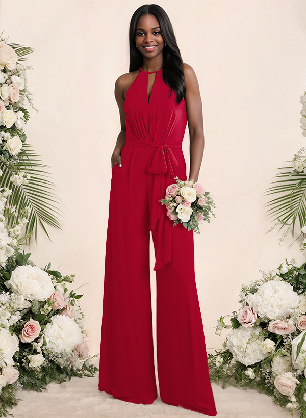 Jumpsuit/Pantsuit Elegant Bridesmaid Dresses With Sash, product image 20