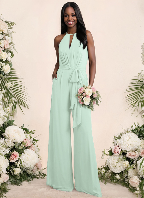 Jumpsuit/Pantsuit Elegant Bridesmaid Dresses With Sash, product image 48